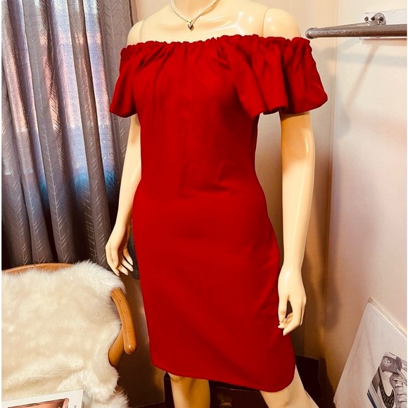 Lanvin Linen Ruffled Off Shoulder Dress.size 36. - Picture 3 of 13